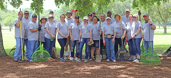 These volunteers at the Houston National Cemetery were among hundreds of employees who participated in some 50 projects nationwide for Calpine in Our Communities Day.
